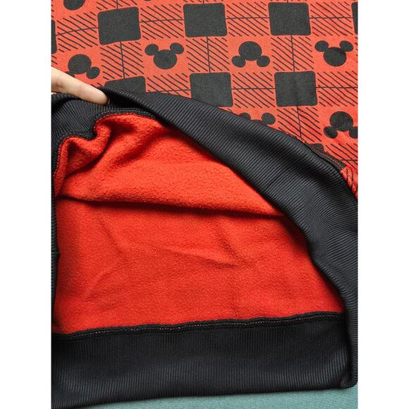 Disney Mickey Mouse Sweater Womens Small Oversized Red Black Fleece Lined - Picture 3 of 8